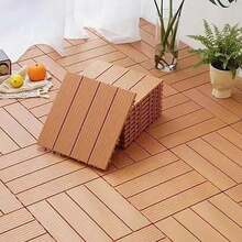 DIY Interlocking Deck Tiles Outdoor Patio Flooring Plastic Balcony Floor - Wood Grain Coffee Base - View 6