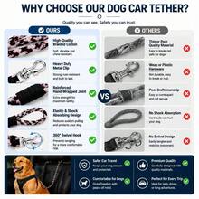 1pc Dog Car Headrest Safety Tether Braided Cotton Rope Pet Car Seat Belt With Heavy Duty Metal Clip, Chew Resistant Anti Shock Dog Travel Restraint Leash For Small Medium Large Dogs, Easy Install Universal Vehicle Pet Safety Accessory - Multicolor - View 4