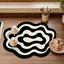 [New Thickened]Kitchen Dish Drying Mat, Dining Table Mat, Absorbent Countertop Mat, Dish Drying Mat, Bowl And Plate Drying Mat, Thickness 3.6mm - Black Ripples - View 5
