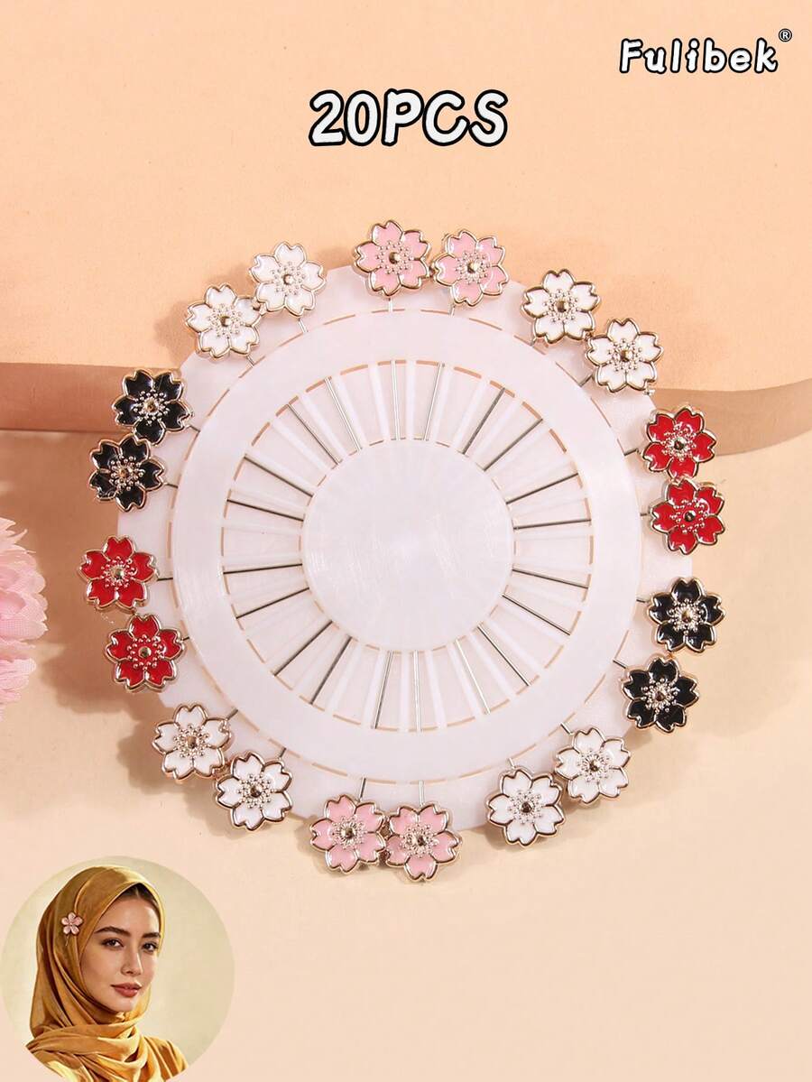 1 Pack 20pcs New Vintage Resin Middle Eastern Brooch Scarf Pins, Suitable For Daily Use, Random Color Shipping - Multicolor - View 1