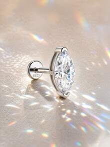 AnlaScheer 1pc Silver Tone 925 Sterling Silver Classic 1CT Exquisite Evil Eye Moissanite Jewelry, Hypoallergenic Accessory, Suitable For Women's Daily, Party, Wedding - Silver - View 5