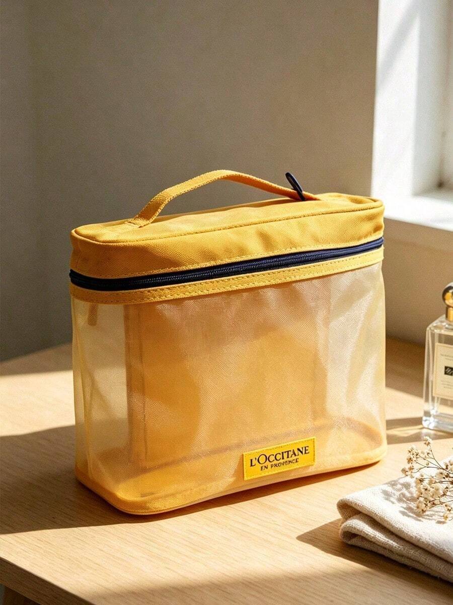 L'Occitane Label Decorated Semi Transparent Makeup Case For Bedroom Vanity Sorting Wedding Guest Surprise Gift LOCCITANE-GIFT-21 - Ginger - View 1