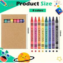 8 Colors Mini Crayons Bulk Kraft Box Set, Colorful Wax Crayons For Classroom Rewards, Kids Birthday Party Favors, Teacher Stationery Gift Supplies - Sets - View 3