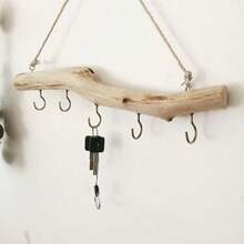 1pc Rustic Wooden Driftwood Wall Hook, Branch Style Hanging Rack For Small Items And Keys, Home Kitchen Storage Accessory, Practical Hook, Bathroom Storage Rack, Home Bathroom Decor/Christmas Decoration - Multicolor - View 5