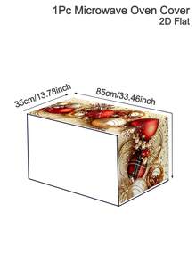 1pc Christmas Microwave Oven Cover, Bow&Christmas Ball, Poinsettia Design Polyester Household Kitchen Microwave Oven Dust Cover, Perfect For Holiday Kitchen Decor & Appliance Protection, Christmas Decoration, 2D Flat - Multicolor - View 14