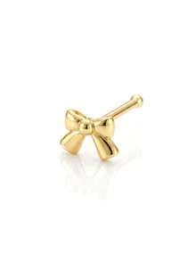 1pc S925 Sterling Silver 3D Bow Nose Stud - Gold Plated Hypoallergenic - Nose Ring/Nose Jewelry/Gold Nose Ring/Silver Nose Ring/Nose Ring/Cartilage Ring/Tragus Ring/Ear Cartilage Ring/Small Earring - Suitable For Daily Wear - Bow Nose Stud - View 8