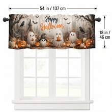 1pc Halloween Cute Ghost Theme Home Decor Curtain, Versatile Short Window Valance, Suitable For Kitchen, Living Room, Bedroom, Holiday Decoration Home Decor Curtain, Versatile Short Window Valance, Suitable For Kitchen, Living Room, Bedroom, Halloween Holiday Decoration - Multicolor - View 13