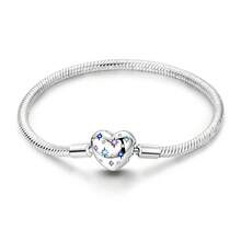 1pc S925 Sterling Silver Snake Chain Basic Bracelet, Multiple Heart Clasp Options, Starry Sky Colorful Zirconia, Hollow Floral Pattern, Infinity Symbol Pink Diamond Design, Can Be Freely Matched With Beads, Comes With Gift Box, Suitable For DIY Jewelry Making, Gentle Girl Daily Gift Accessory - Multicolor - View 14