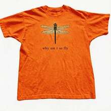 100% Cotton Geographic Inspired Dragonfly Graphic Baby T Shirt For Men And Women |  Exquisite Design |  Loose And Comfortable | Shirts Y2k - 橘色 - 查看 12