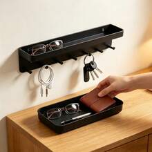 1pc Wall Key Holder, Key Hook With 6 Hooks, Key Rack, Wall Key And Mail Holder, Suitable For Entryway, Office, Living Room Decor - View 2