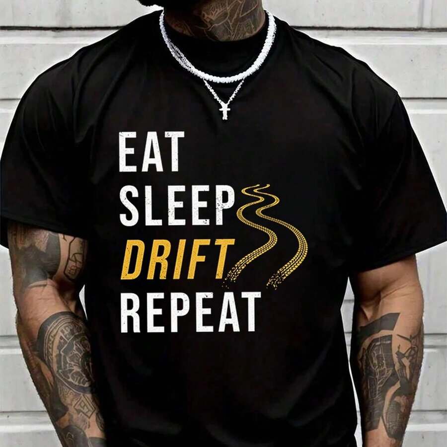 Men's T-Shirt Made Of Featuring Print Drift Drift Car Car Fan Tshirt Summer Casual Short Sleeve Top Tee - Black - View 1
