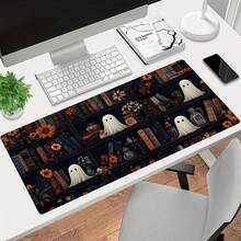 1 buah Alas Mouse Gaming & Alas Meja Besar dengan Desain Rak Buku Perpustakaan yang Lucu - Alas Karet Anti Selip, Tema Halloween & Musim Gugur dengan Pola Buku, , dan Hantu, Cocok untuk Pengaturan Komputer Kantor Rumah, Dekorasi Rak Buku, Alas Meja Komputer, Desain Menarik, Tahan Lama - Alas mouse/alas meja - View 2