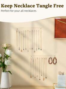 Acrylic Necklace Holder 2 Packs Wall Mounted Necklace Organizer Hanging Jewelry Organizer With 12 Hooks For Necklaces, Bracelets, Rings And Bangles Display,Bedroom Room Decor,Back To School - View 5