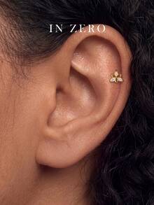 1 buah Anting Tusuk Segitiga 3-Cabang dengan Bagian Belakang Datar | Anting Belakang Datar CZ Baja Titanium Hypoallergenic | Anting Tusuk Segitiga Halus | Anting yang Dapat Ditumpuk | Anting Tulang Rawan - segi tiga - View 7