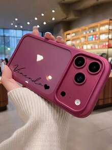 Personalized Customized Name Intelligent Camera Touch Button Crystal Clear Phone Case Compatible With IPhone 18 Pro Max 18 Pro 17 Pro Max 17 Pro Transparent Shockproof Cover - Burgundy - View 2