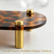 1Pc Vintage Amber Pattern Acrylic Perfume Organizer Tray, Gold Legs Jewelry Display Stand For Countertop Bathroom, Aesthetic Room Decor - View 4