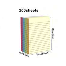 200/100sheets/Pack Lined Sticky Notes , 4 Colors Self Sticky Notes Pad Its, Bright Post Stickies Colorful Big Rectangular Sticky Notes For Laptop Phone Case Notebook Back To School Decor,Student Office Daily To Do List Notepad Stationery - one-size - View 17