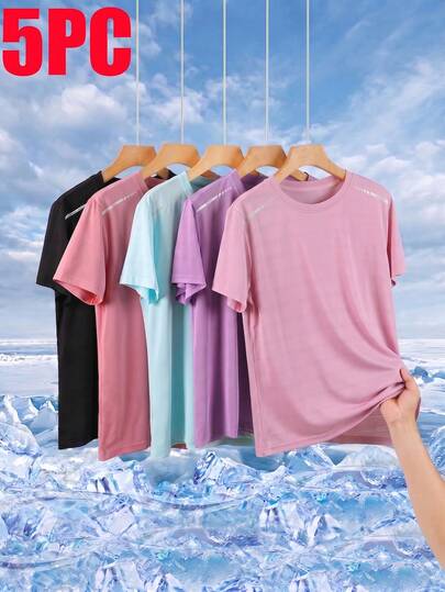 5pcs Women's Quick Dry Shirts, Summer Outdoor Multi-Purpose Casual T-Shirts Sports