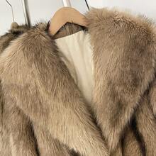 OFTBUY Solid Color Faux Fur Women's Loose Streetwear Casual Jacket, Autumn/Winter - Khaki - View 9