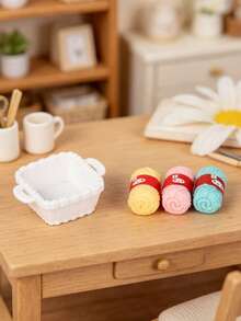 1 Set 3.8cm Dollhouse Miniature Luxury Mini Yarn, Adult Women's Collectible, Suitable For Miniature Handmade Scene Filling, Themed Collection Storage, Desktop Gentle Atmosphere Decoration, Fabric Style Still Life Photography Backdrop, Multi-Functional Mini Sewing Yarn Storage Basket Display Set; Handmade Creative Collection Store Window Art Display, Gentle Style Niche Birthday Gift - Multicolor - View 6