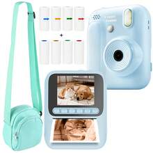 Cámara digital de impresión instantánea para niños 1080P HD Grabación de video Fácil de usar Amigable para niños Zoom digital 8x Cámara educativa ideal Juguete para niños y niñas 3+ Navidad Acción de Gracias Cumpleaños Celebración de vacaciones Regalo perfecto - Azul - Ver 18