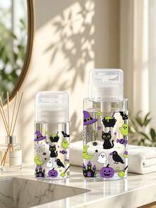 Dark Witch Magic Potion Pattern Refillable PET Portable Travel Bottle, Makeup Remover Dispenser Bottle, With 3.38oz/6.76oz Portable Pump Dispenser, Suitable For Nail Polish Remover, Toner And Makeup Remover, Round Top Design, Hand Wash, Reusable, Makeup Remover Bottle, Suitable For Halloween And Christmas - Multicolor - View 8