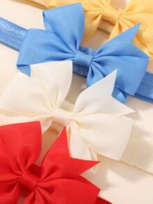 5pcs Candy Color Kids Bow Headbands, Minimalist Style Girls Fresh Hair Accessories - 彩色 - 查看 4