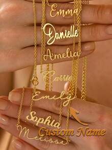 Customized Name Necklace, 18K Gold Plated Personalized Name Necklace, Minimalist Style Name Necklace, Christmas Gift, Mother's Day Gift, Gift For Her - Multicolor 5 - View 1