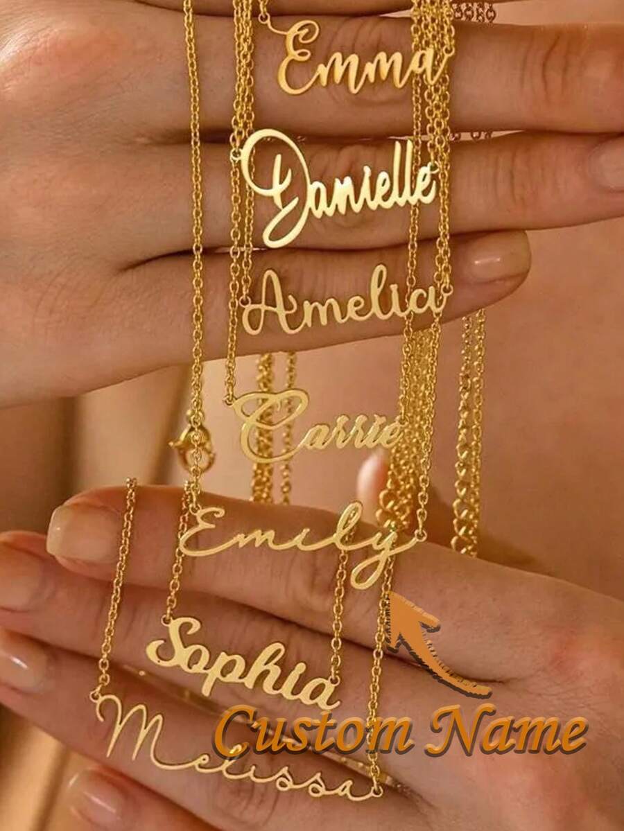 Customized Name Necklace, 18K Gold Plated Personalized Name Necklace, Minimalist Style Name Necklace, Christmas Gift, Mother's Day Gift, Gift For Her - Multicolor 5 - View 1