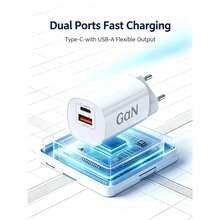 30W GaN Gallium Nitride Fast Charger, Dual USB-A & Type-C Output With PD & QC3.0 Fast Charging Protocols, Compact Portable Wall Charger, 3 Colors Available, Compatible With IPhone, Compatible With Samsung And All Android Smartphones - View 6