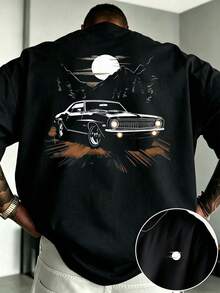 [Men's Plus Size]1pc Men's Fashion Print Loose Short Sleeve T-Shirt | Exquisite Fit Design | Summer Essential | Versatile And Easy To Wear, Showcasing Personal Style - Black - View 1
