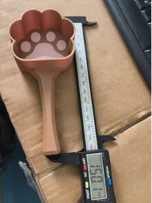 1pc Cute Paw Shaped Pet Food Scoop, Long Handle Plastic Measuring Spoon, Multi-Color Available, Feeding Spoon For Cats & Dogs, Pet Dry Food Feeding Accessory - Negro - View 5
