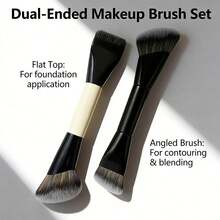 Single Double Head Makeup Brush Set, Multi-Functional Flat Foundation Blush Powder Brush, Portable Beauty Makeup Tools - Makeup Brush Set - View 8