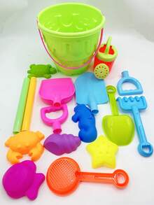 13pcs Kids Beach Toy Set, Sand Pit Toys With Bucket, Shovel, Rake, Sifter, Sand Castle Building Set, Outdoor Sand And Water Toys For Boys And Girls Birthday Gift (Random Color) - Multicolor - View 14