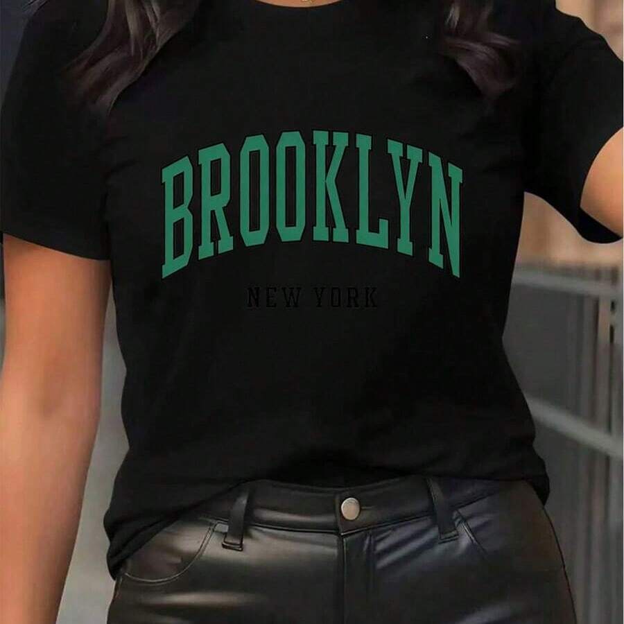Lightweight And Durable T-Shirt Suitable For Casual Occasions, Perfect For Use In Restaurants Or Living Rooms, Showcasing A Brooklyn New York Design, - 白色 - 查看 1