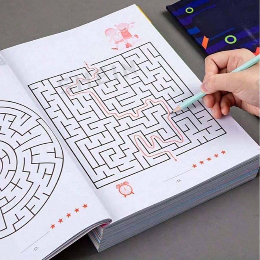 كتاب تدريب المتاهة 1، أبيض، مادة ورقية متينة، تعليم ممتع، مصمم بألغاز التركيز لتعزيز قوة الدماغ، مناسب كهدية لعيد الهالوين والكريسماس والعودة إلى المدرسة ورأس السنة والمناسبات الأخرى، يعزز قوة الدماغ - متعدد الألوان - مشاهدة 1