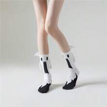 3D Holding Hands Ghost Halloween Socks, Couple Matching Funny Little Ghost Mid-Calf Socks, Daily Commute Party Cosplay Holiday Atmosphere Outfit Decorative Socks - Multicolor - View 10