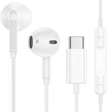 FCV 1pc USB C Wired In-Ear Earphones With Microphone, Type C Earphones Compatible With IPhone 17/16/15 Plus Pro Max/Galaxy Bud Ultra, C-Port Wired In-Ear Earphones, Length Approx. 120cm - View 1