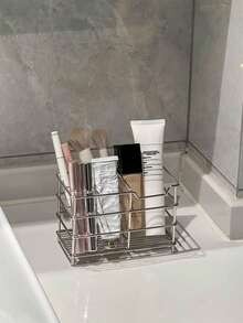 Stainless Steel Anti-Rust Toothbrush Holder, Bathroom Electric Toothbrush & Toothpaste Rack, Non-Slip Drain Countertop Cosmetic Storage Organizer - Multicolor - View 6