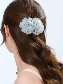 1pc Women's Solid Color Ins Style Mesh Flower Hair Comb Hair Stick Hair Accessory, Versatile For Daily/Date/Commute - Multicolor - View 7