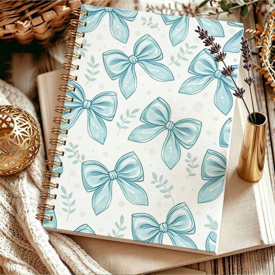 1PC A5 Bow Cover Mini Diary With Soft Bow Design And Polka Dot Pages, Perfect For Students And Professionals As A Compact Portable Office Supply - Multicolor - View 1