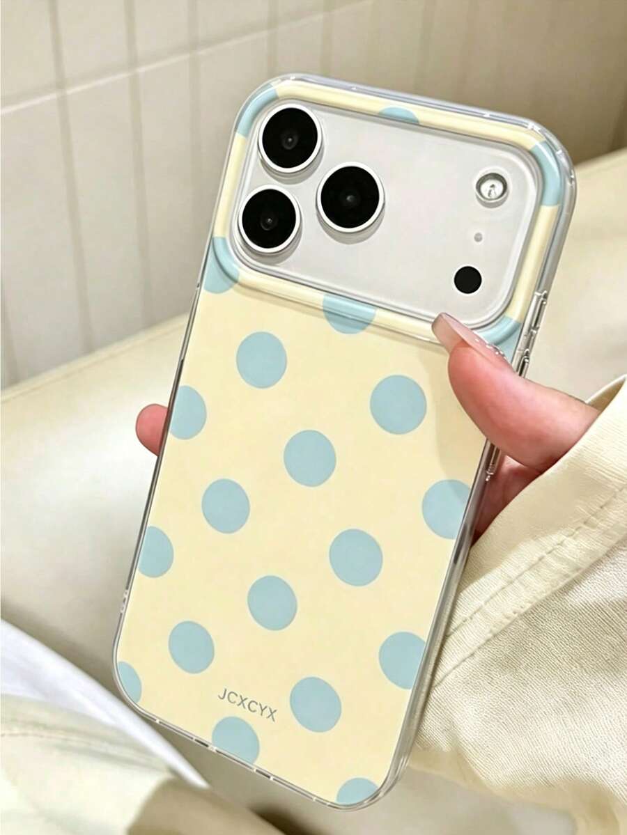 1 pieza Funda de teléfono TPU a prueba de golpes con cobertura completa IMD de lunares estilo Ins compatible con Apple 11 Pro Max/12 Pro Max/13 Pro Max/14 Pro Max/15 Pro Max/16 Pro Max/17 Pro Max - Amarillo - Ver 1