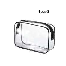 1/3/6/9 Sac de maquillage transparent, sac de toilette de voyage portable avec fermeture éclair, sac organisateur de cosmétiques en PVC - Noir - Voir 21