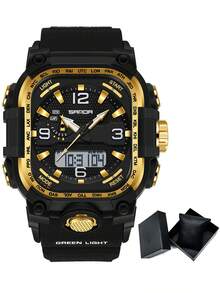 SANDA. SANDA Luxury Brand Dual Display Men's Watch Luminous Waterproof TPU Soft Strap Large Dial Chronograph Calendar Sports Wristwatch - one-size - View 17