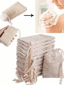 1/3/5/8pcs Reusable Exfoliating Soap Bags, Jute Drawstring Soap Pouches, Easy To Lather And Dry, Suitable For Back Massage, Smooth Skin, Remove Dirt And Dead Skin, Ideal Tool For Body Cleansing, Especially For Summer Use. - View 9