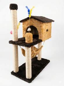 Arranhador P/gatos Com Casinha Pop 2 Andares Playground - Preto - Visão 3