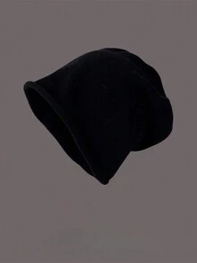 1pc Large Loose Knit Hat, Unisex, Minimalist Solid Color Ribbed Knit Beanie, Suitable For Casual Street Style, All Season Wear - A - View 4