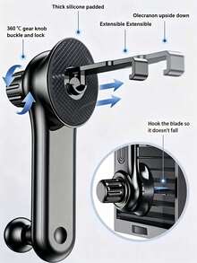 Universal Gravity Car Phone Holder, Fits Air Vent, Anti-Shake Stable Hands-Free Auto Navigation Base, With Adjustable Telescopic Arm, Waterproof ABS Phone Mount, Compatible With All Smartphones - A - View 6
