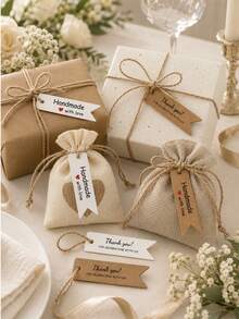 Custom Handmade Gift Tags, Personalized Favor Labels, Rustic Minimalist Tags For Gift Wrapping, Customized Name Tags For Wedding, Party And Holiday Gifts, Customizable Thank You Labels, Elegant Decoration Accessories For Special Celebrations - Style a - View 4