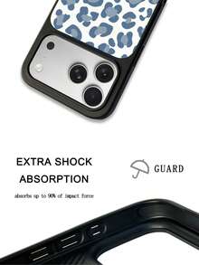 UMBAUTY Cream White Base With Hazy Blue Minimalist Leopard Print, High-Definition Printing Matte Finish, Fashionable And Fun Phone Case, Compatible With Apple Phone 17/16/15/14/13/12/11 Pro Max/Plus/Mini/48e, Elegant Design Suitable For Men And Women, Perfect Gift For Girlfriend On Christmas, Valentine's Day, Easter, Wedding Season And Birthday! - Multicolor - View 3
